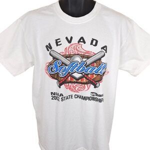 Vintage Nevada Softball T Shirt Mens Size Large White Y2K 2002 Bonanza Bengals